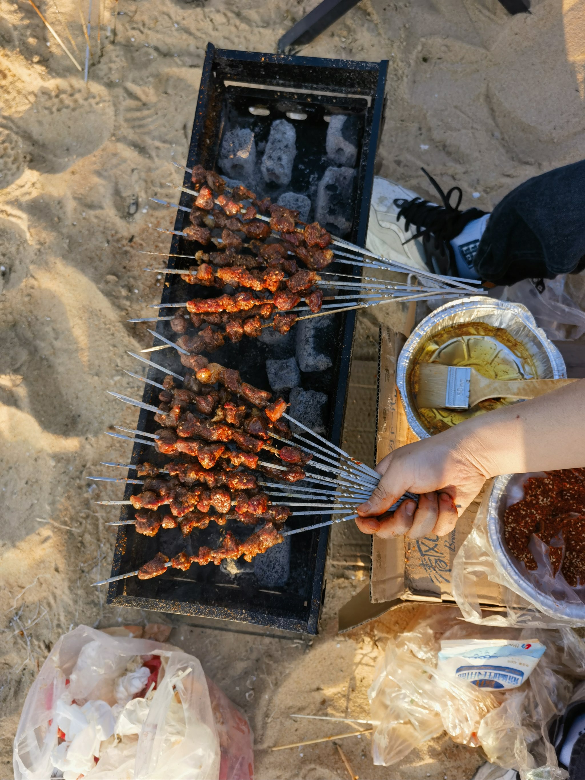 海边烧烤真实图片