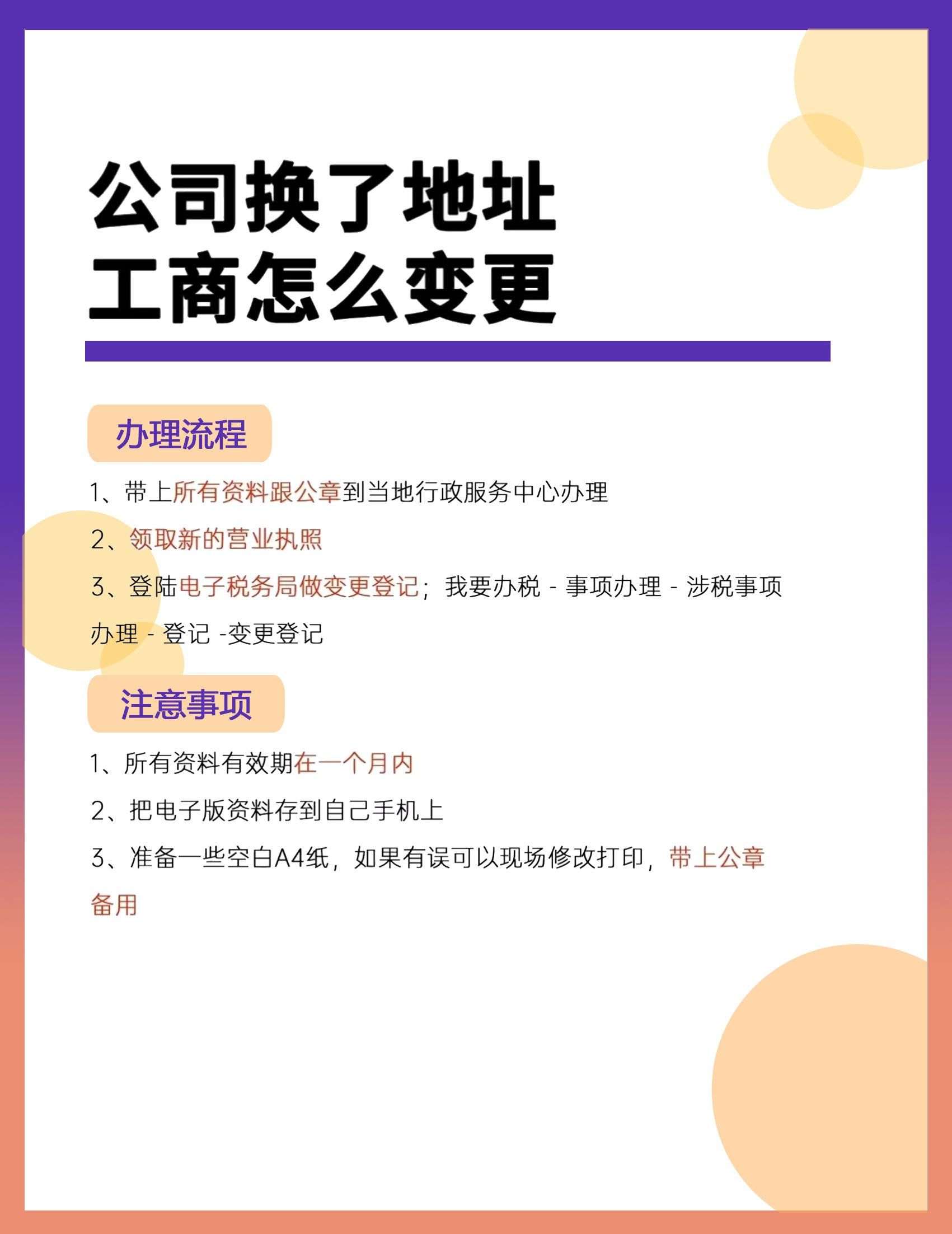 公司注册更换地址需要什么手续