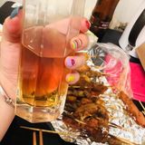 玉米面条。油麦菜。素丸子