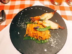 烤大虾配意大利面-卡本妮法餐厅·北京和平宾馆