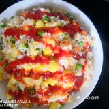 绿豆，一个鸡蛋 配料是：番茄酱，糖，盐