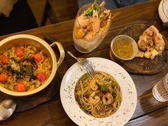 鲜虾蒜辣意面-小食院简餐厅