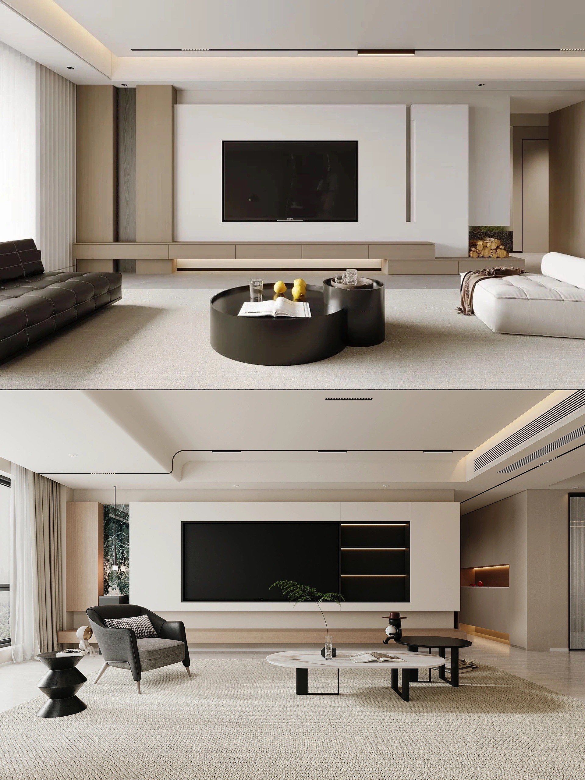 现代极简电视墙设计,简约耐看