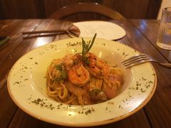 鲜虾蒜辣意面-小食院简餐厅