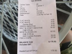 账单-Takapuna Beach Cafe