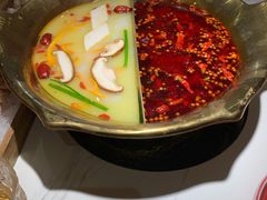 骨汤菌汤辣牛油锅底-九鼎轩脆毛肚火锅(三钢里店)