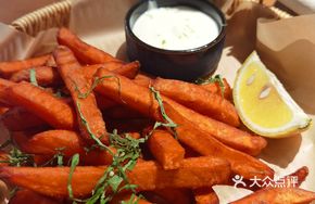Glazed Sweet Potato Fries with Yogurt Sauce