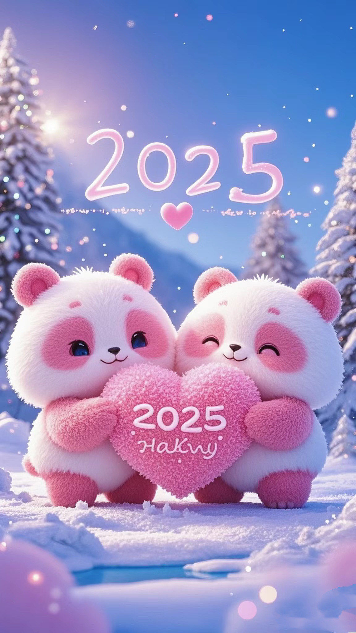 粉色熊猫陪你迎接2025![玫瑰]