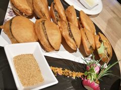 虾滑韭菜煎茄盒-川旺角川粤融合菜•海景餐厅(星海广场店)