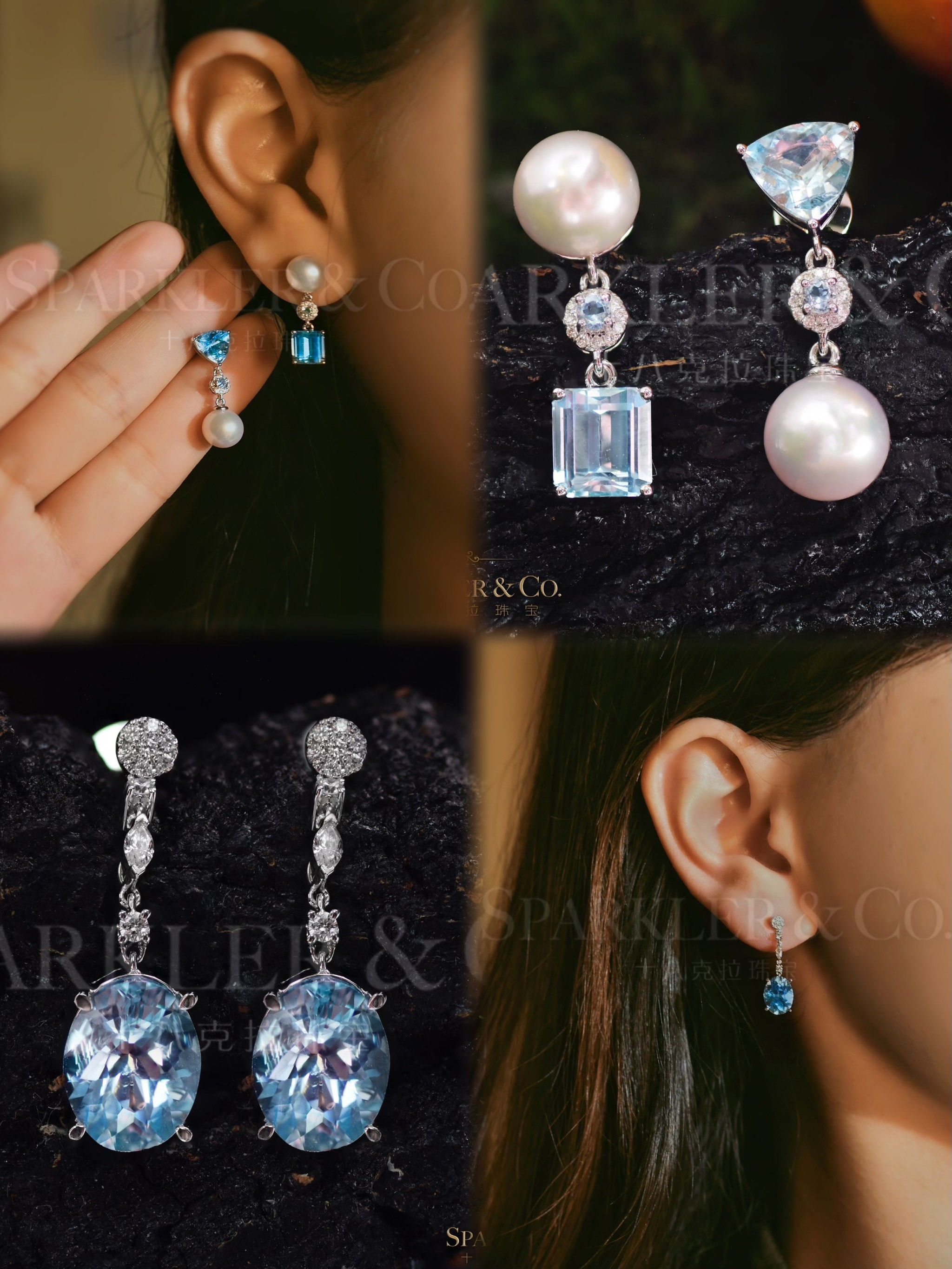 温柔的海蓝宝耳坠