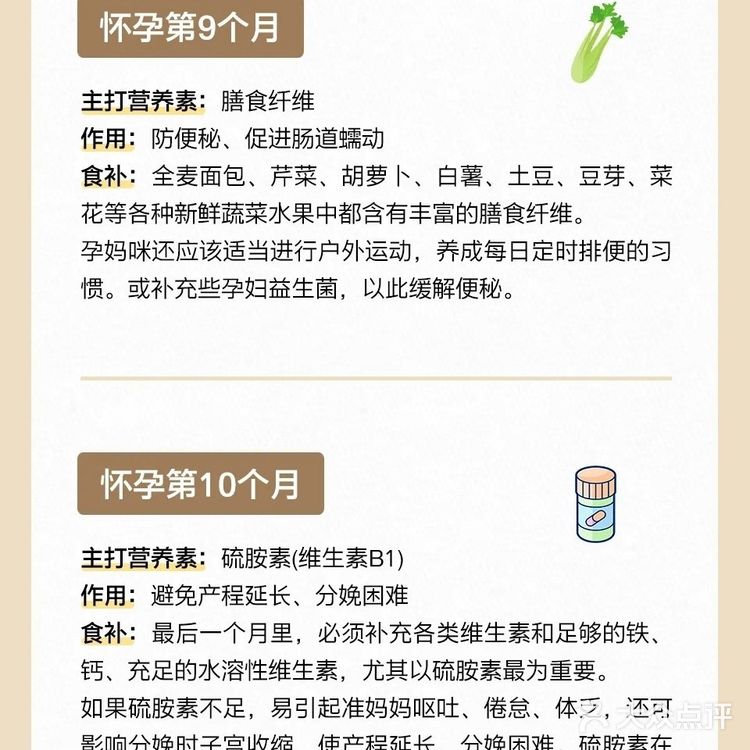 孕期每个月所需营养有哪些？