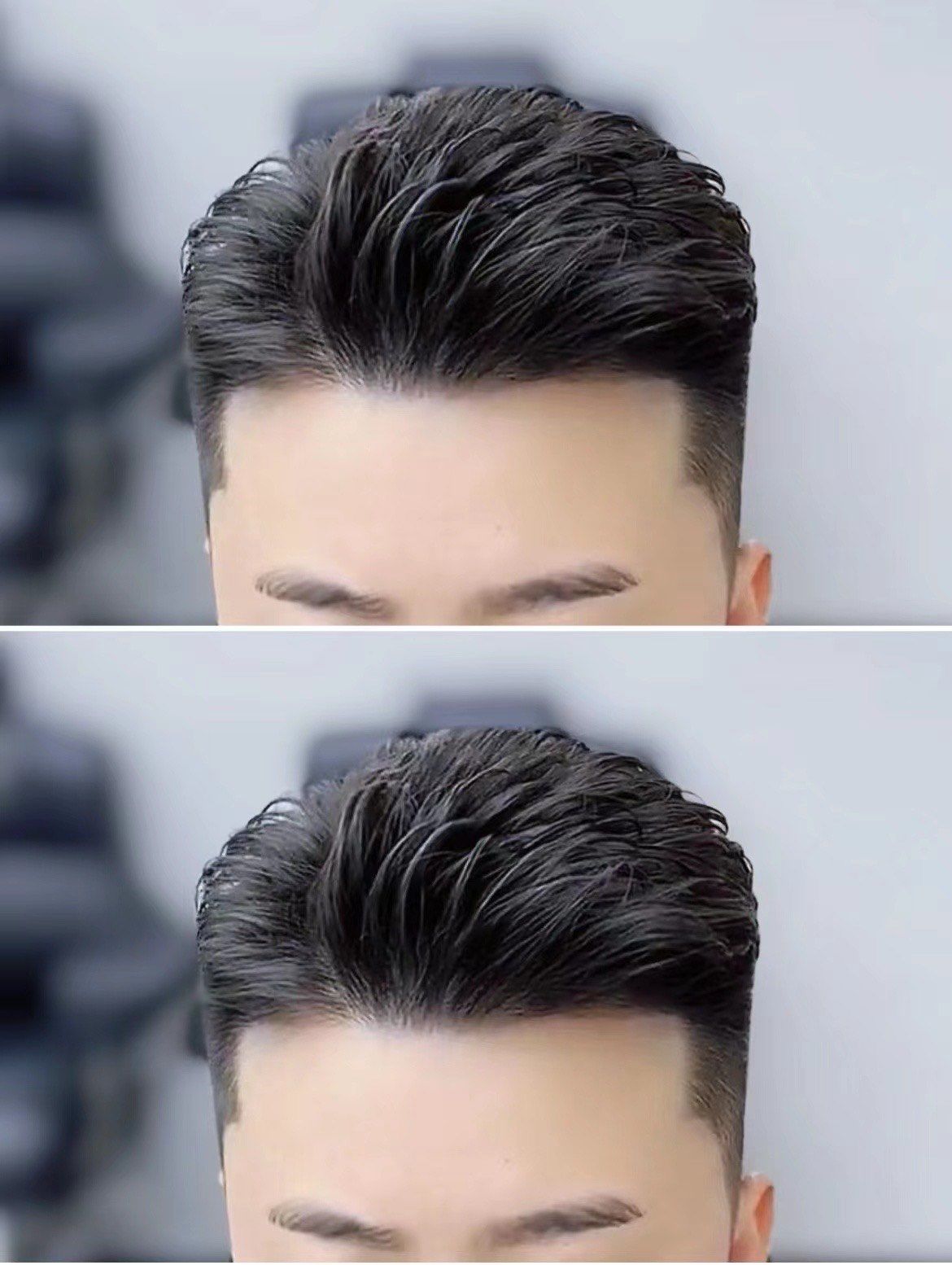 您看啊,三七分这个发型它自带一种优雅又不失随性的气质,很显男士的