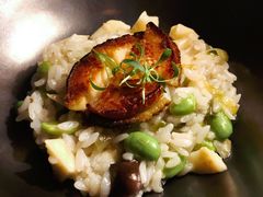香煎鲍鱼浓鸡汤煨东北香米毛豆-三嚥阁 La Villa Restaurant