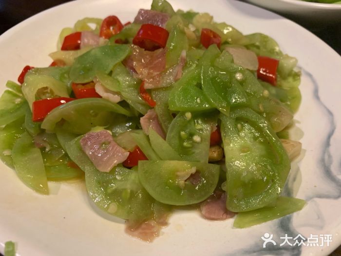 衢州菜青番茄炒腊肉图片