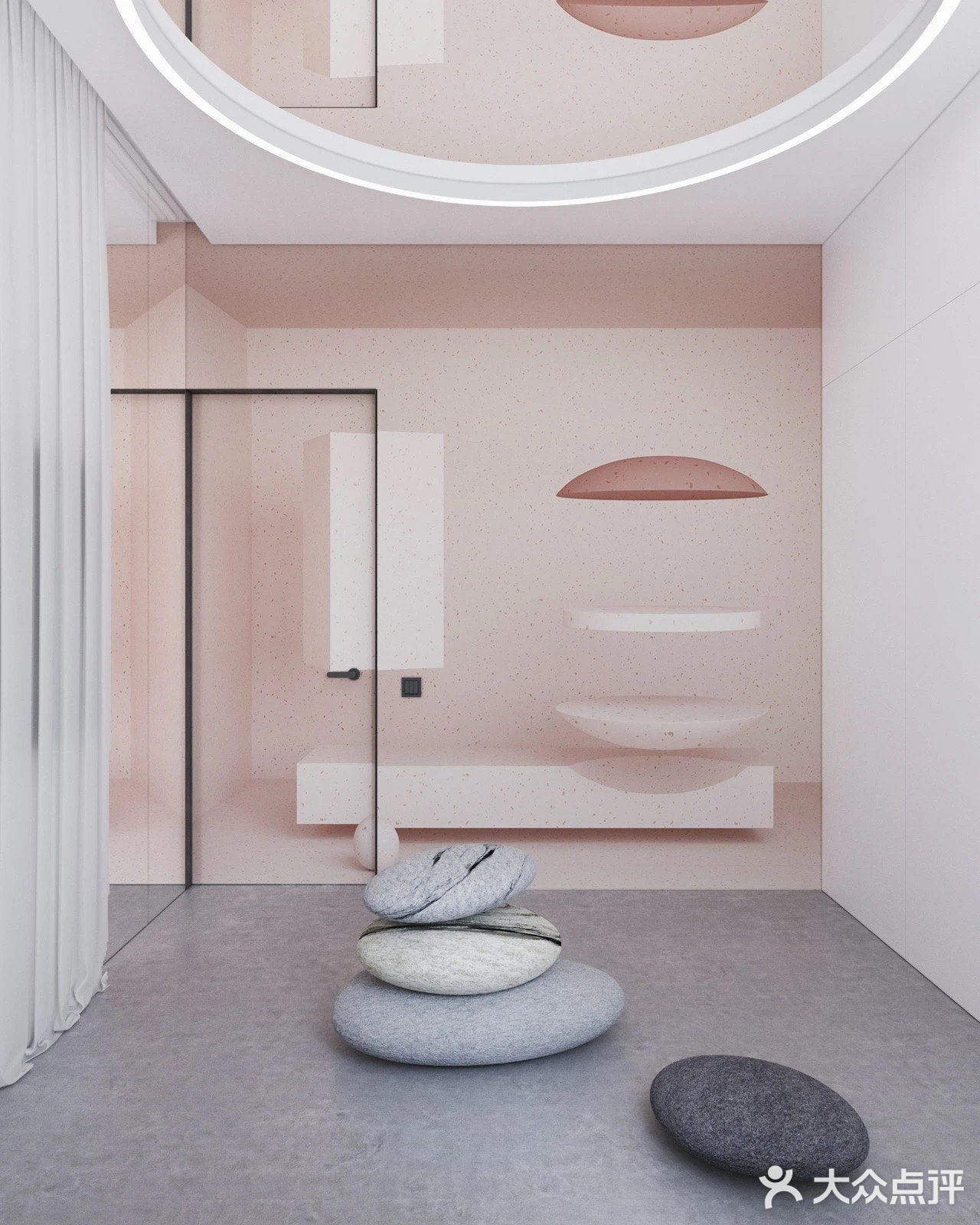 高级灰+粉色loft，全屋衣柜无把手，炫酷卫生间太惊艳！