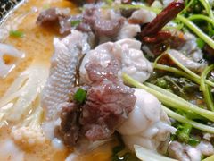 酸菜三拼：鱼牛田鸡-胖胖板凳面