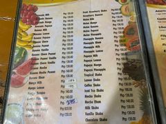 菜单-Jonah's Fruit Shake & Snack Bar