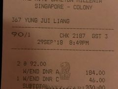 账单-Colony(新加坡丽思卡尔顿美年酒店)