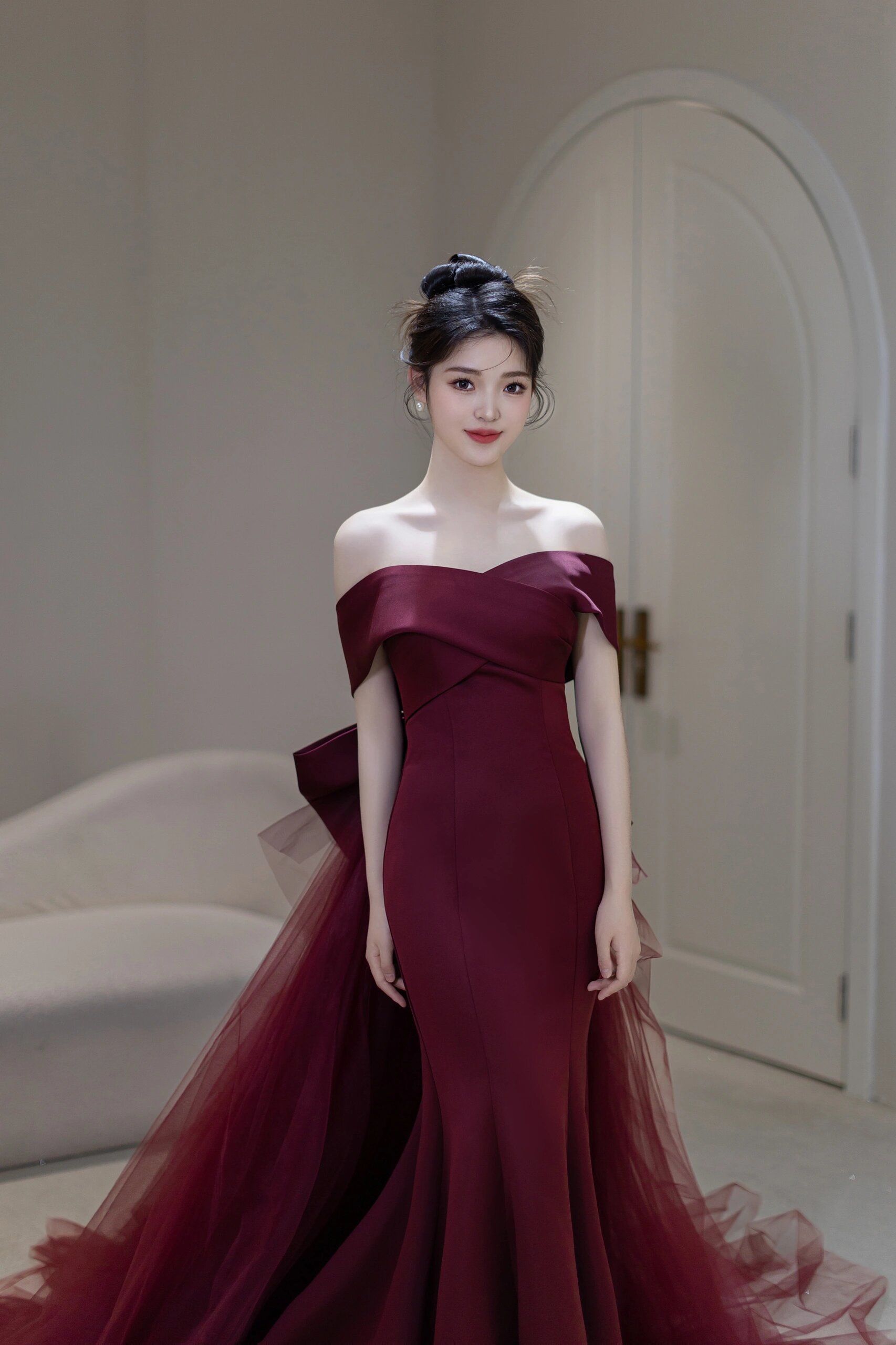 为啥这件红色礼服这么好看啊05|||浓郁的车厘子色显白又耐看