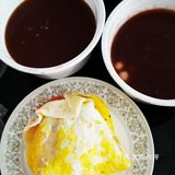 双蛋饼加里脊,豆沙小圆子,鲜肉馄饨,简单的午餐就这样