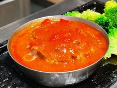 番茄红烩味汉堡肉-肉肉大米(金虹桥店)