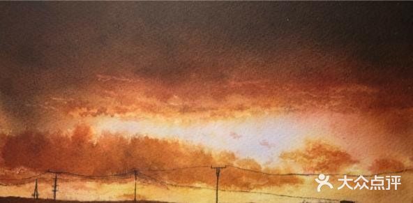 美丽的夕阳水彩画作品欣赏[吐][吐]