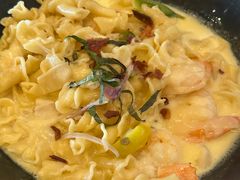 Shrimp Pasta Carbonara-Hula Grill Waikiki