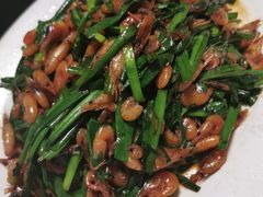 韭菜炒河虾-阿清嫂农家乐.黎窑烤鸡