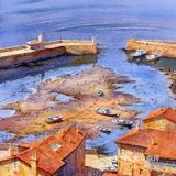 水彩下的静谧水乡村落惹人爱[加油]