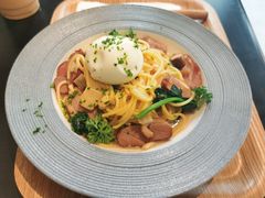 波波蛋奶油菠菜鸭胸意大利面-奎克咖啡Cuiqu(晶品店)