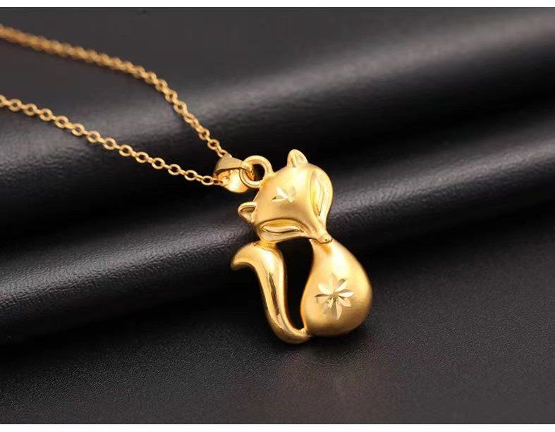 足金小狐狸吊坠