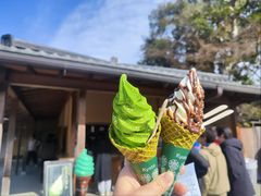 抹茶金粉冰淇淋-豆政(金閣寺境内売店)