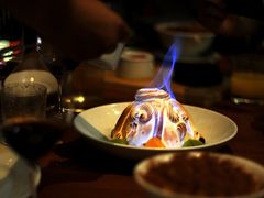 火焰冰激凌配苦杏仁利口酒-沈阳君悦酒店·意坊意大利餐厅