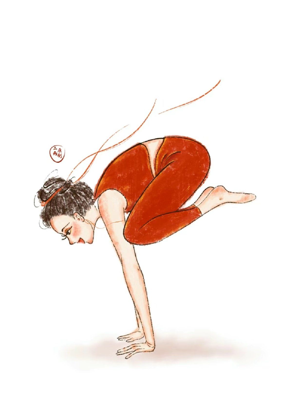 鹤禅式 这个体式可以增强手臂和腹部力量