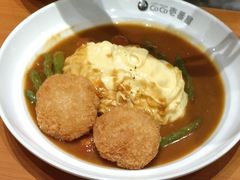 可乐饼拼芦笋西红柿-CoCo壱番屋(久光百货店)