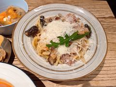 蘑菇培根温泉蛋长意面-幸邻食堂