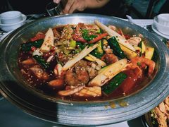 香辣鱿鱼虾-庞家烧烤客栈(炮台山店)