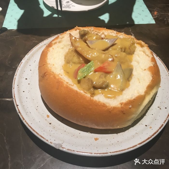 大树餐厅咖喱面包鸡图片 