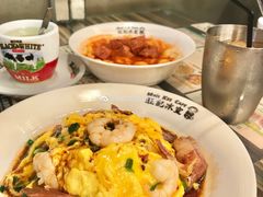 虾仁叉烧双拼滑蛋饭-旺记冰室(九龙中心大厦店)