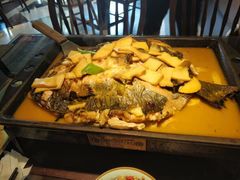 鸡汁蘑菇烤鱼-江边城外烤全鱼(方庄时代购物中心店)
