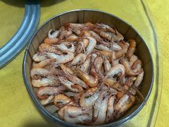 白灼河虾-菠菜美食