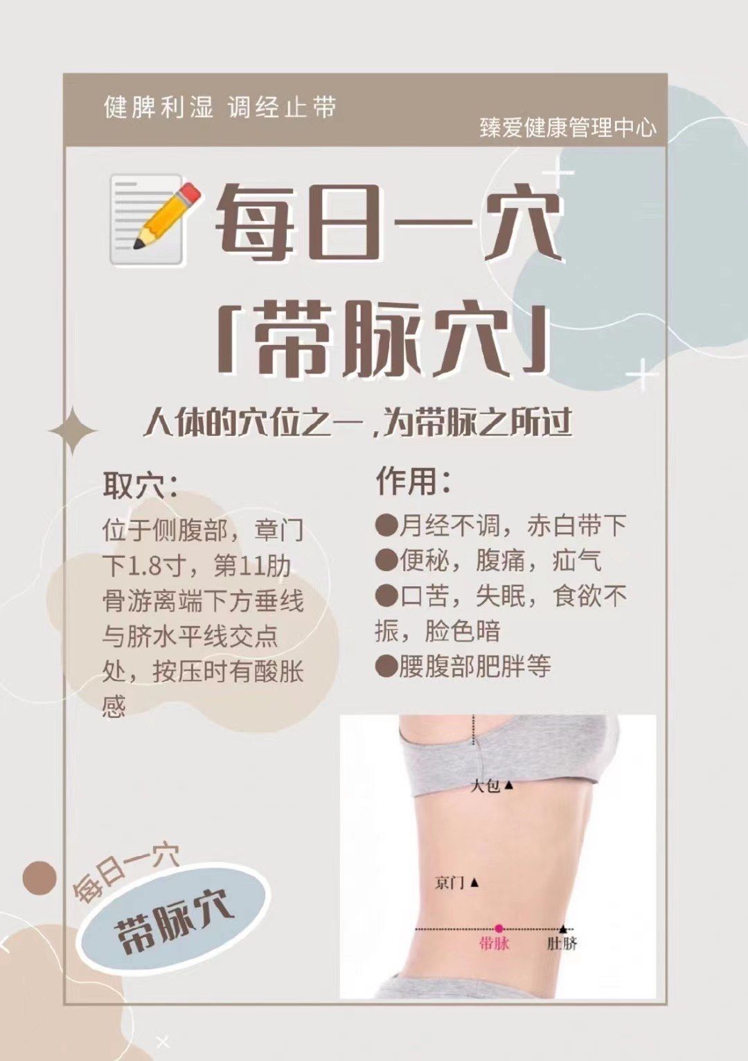 每日一穴 带脉穴腰肥就艾灸带脉人体的长寿腰带