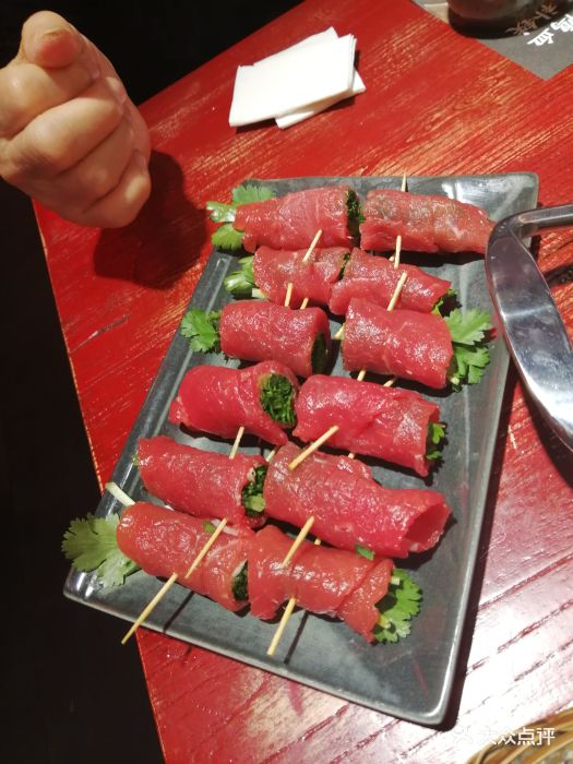 谭鸭血老火锅(太古里直营店)牙签香菜牛肉图片 - 第531张