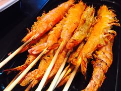 烤虾-路边摊小炉子烧烤