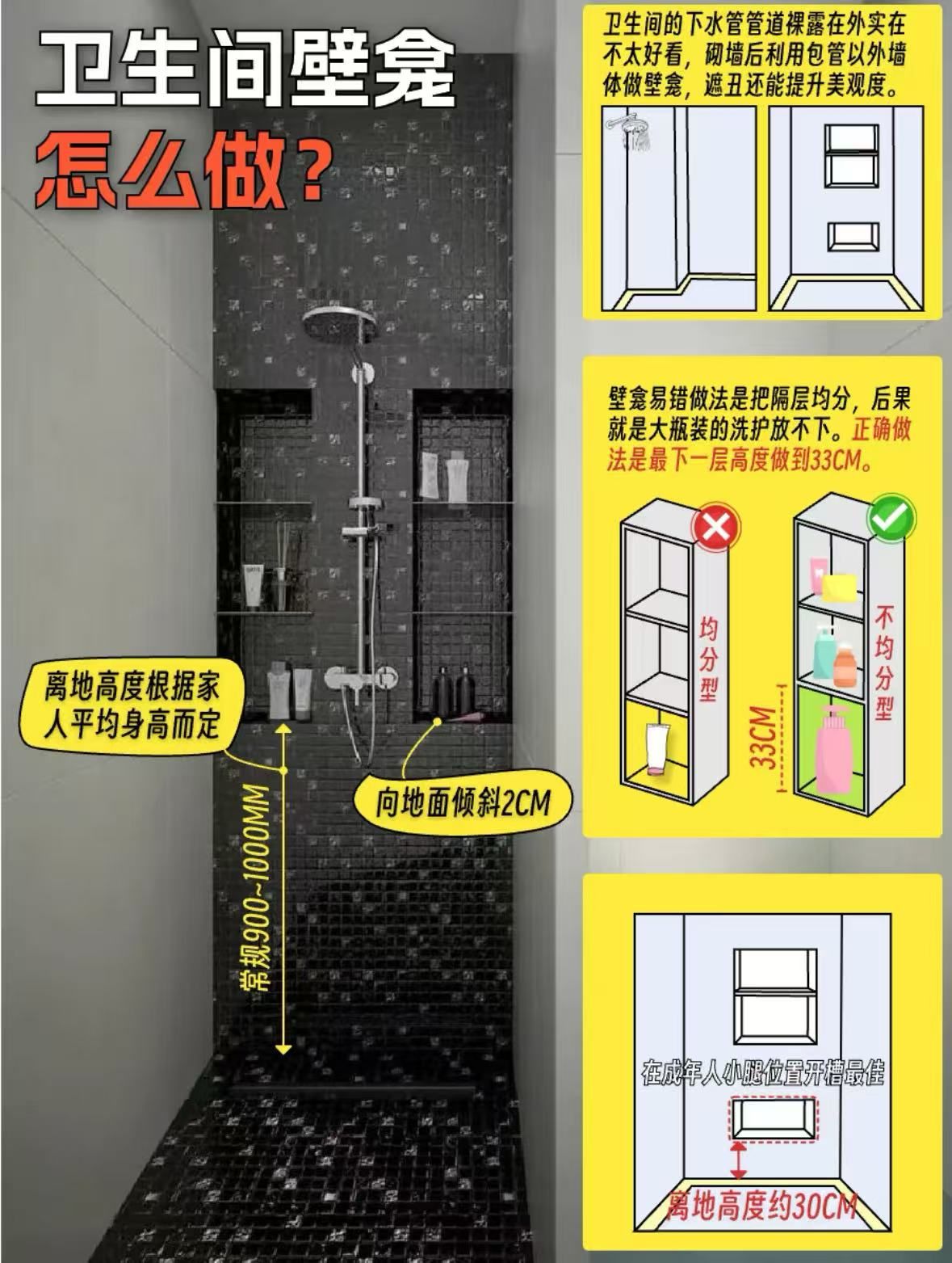 淋浴房壁龛怎么做好呢?
