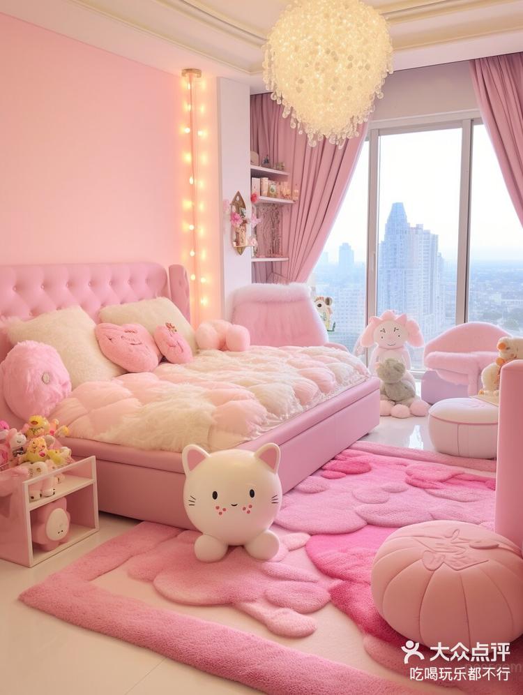 大落地窗卧室粉色系太治愈了