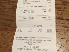 账单-Burger & Lobster(Dean Street)