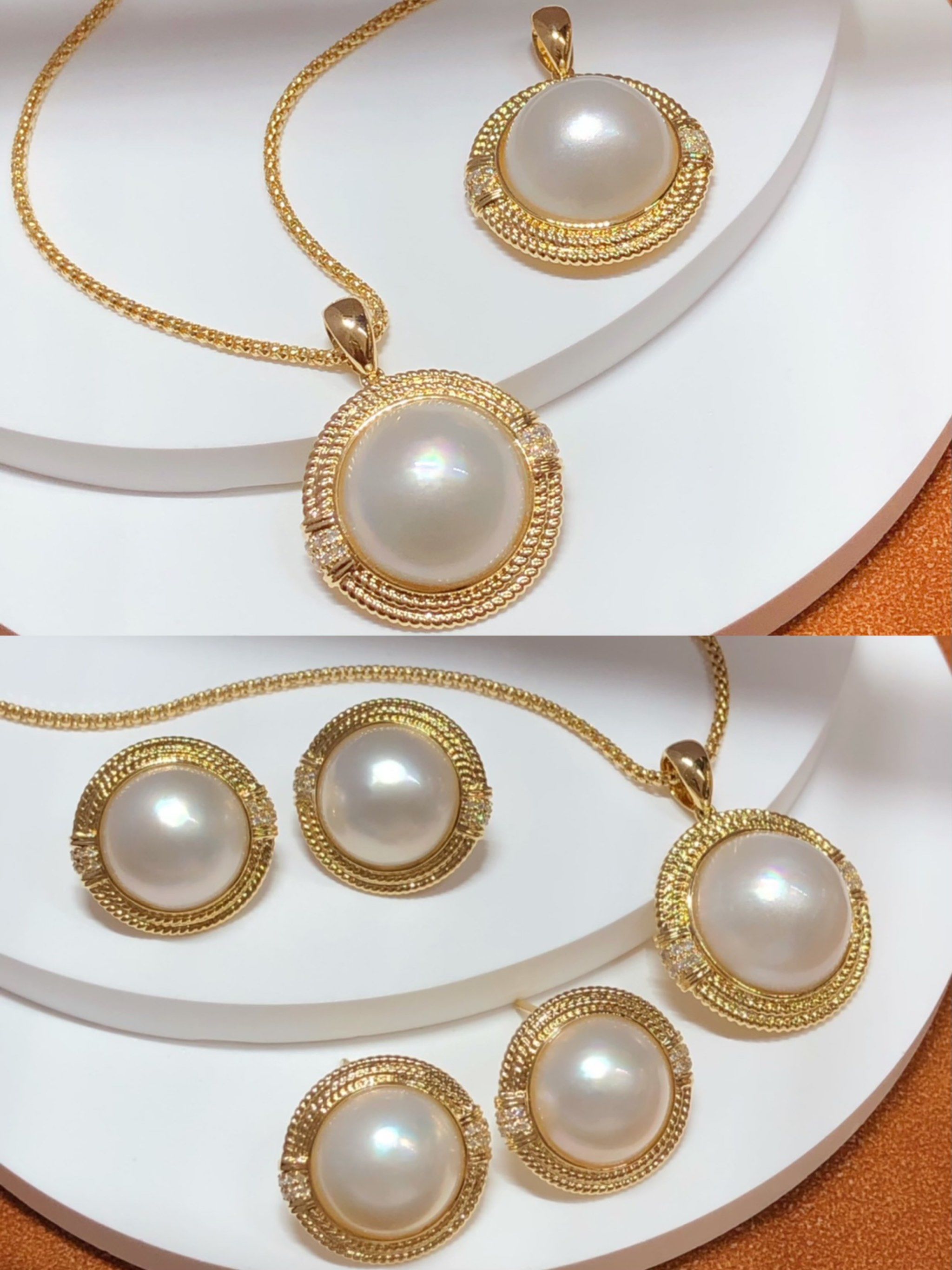 马贝珍珠吊坠耳钉欣赏