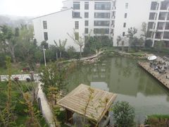 空中俯瞰酒店餐厅外的水池-苏州香山国际大酒店