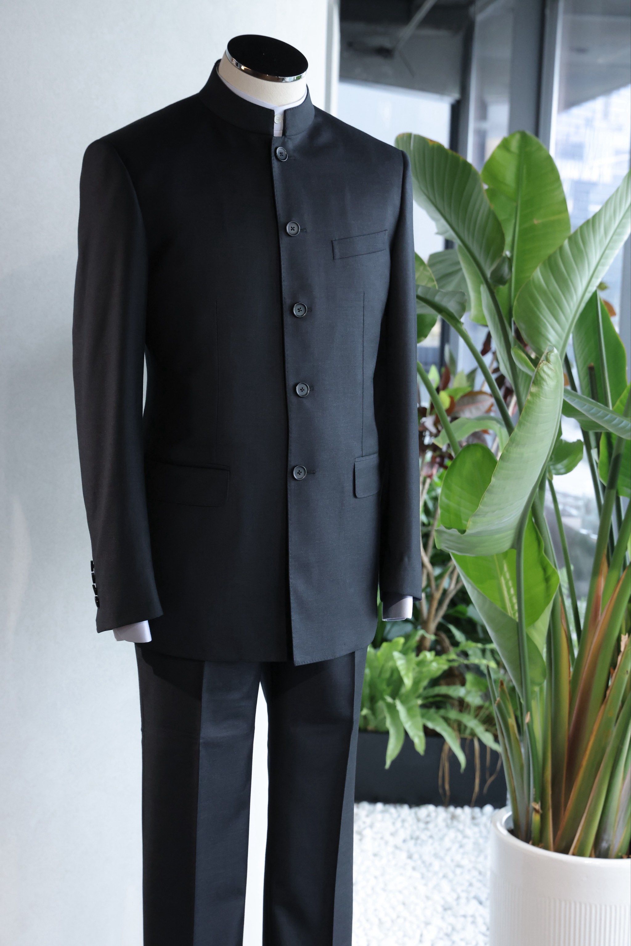 moment mark 灰黑色中山装套装